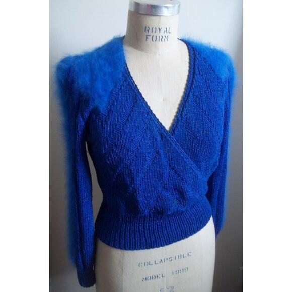 Vintage 80's Handmade Cobalt Blue Knit Sweater - Picture 8 of 10